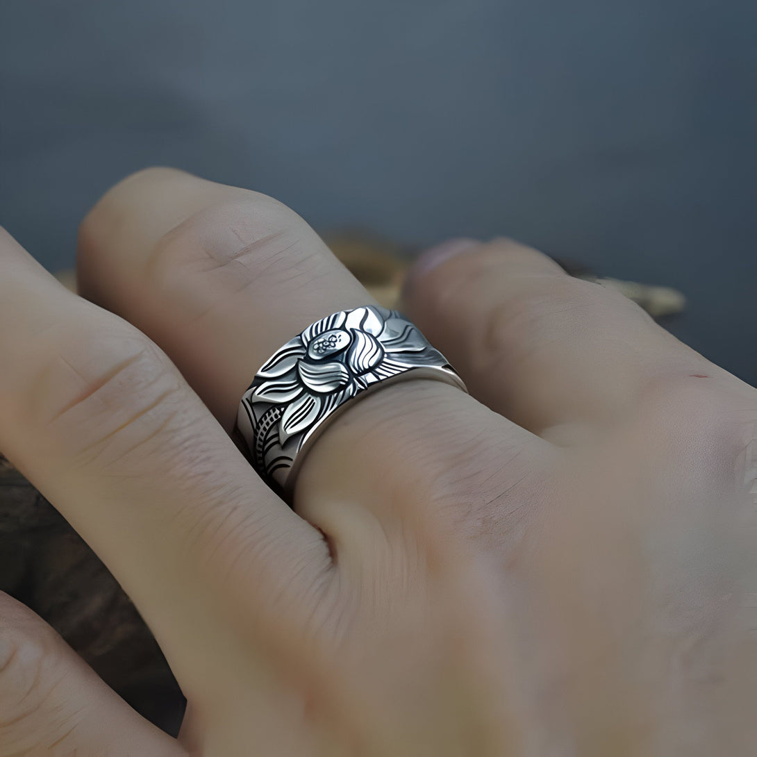 Bague Lotus Argent 999 Femme
