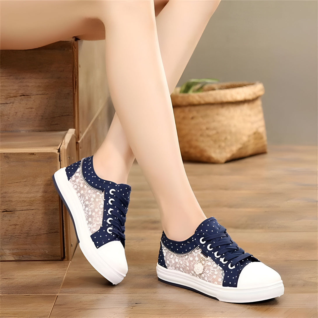 Baskets Femme Denim Dentelles
