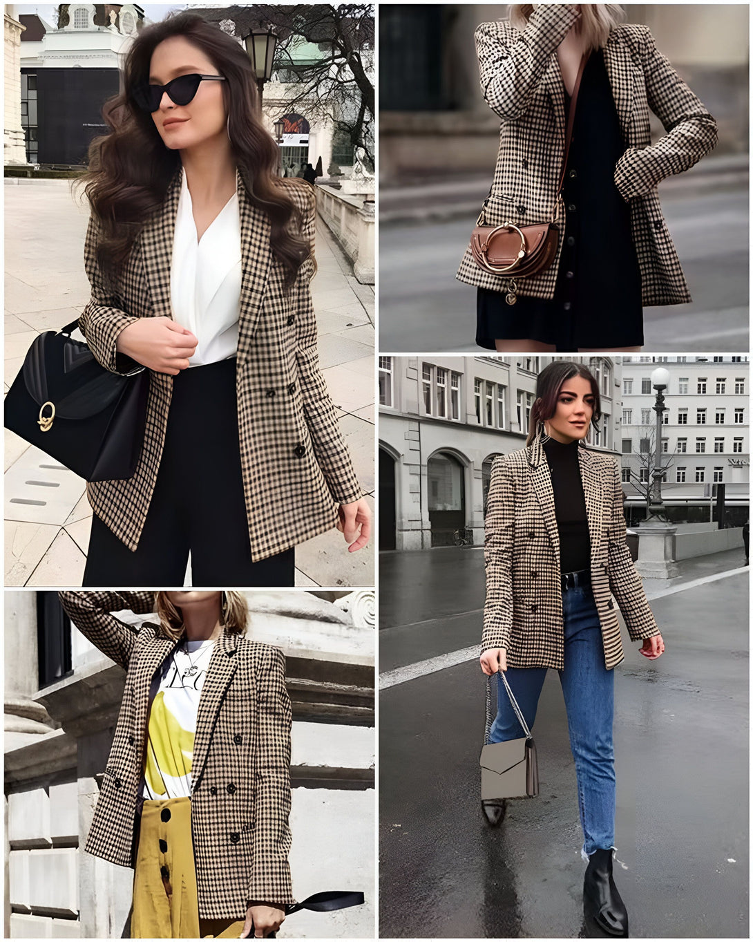 Blazer Pied-de-Poule Femme Automne-Hiver

