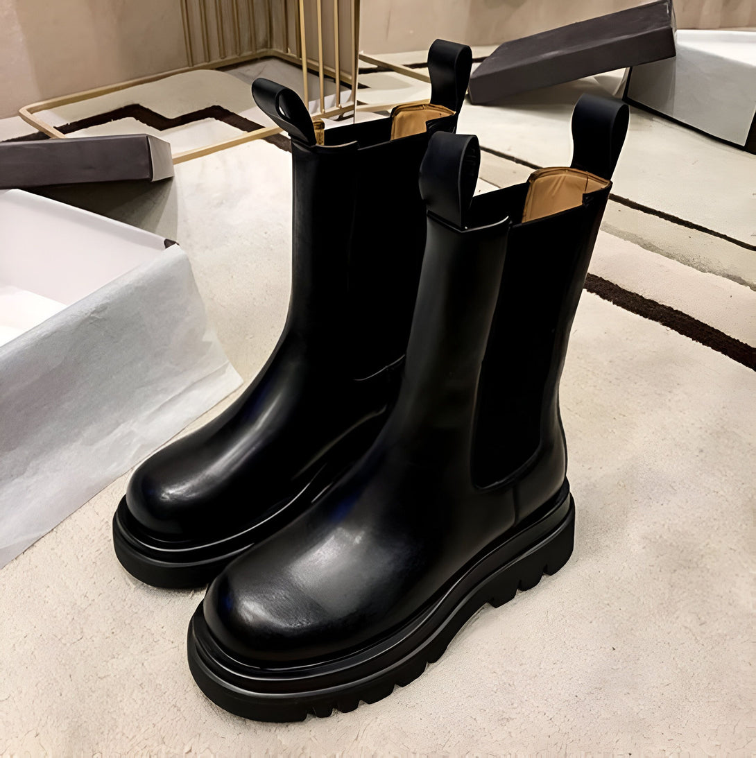 Bottes Chelsea Femme Plates noires
