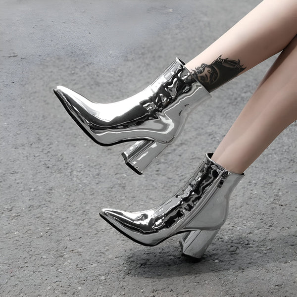 Bottillons Brillants Femme Talon Bloc
