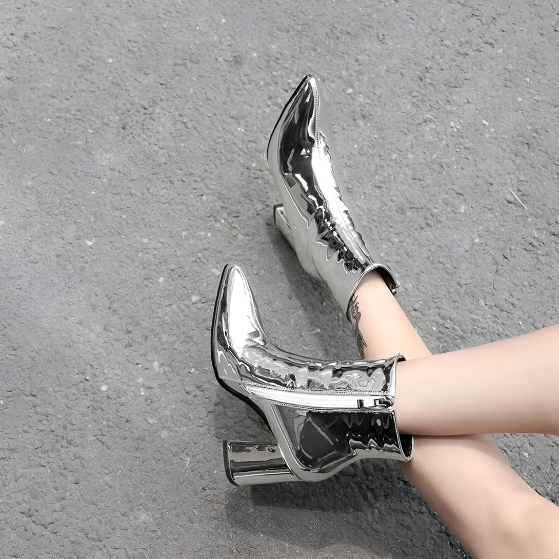 Bottillons Brillants Femme Talon Bloc
