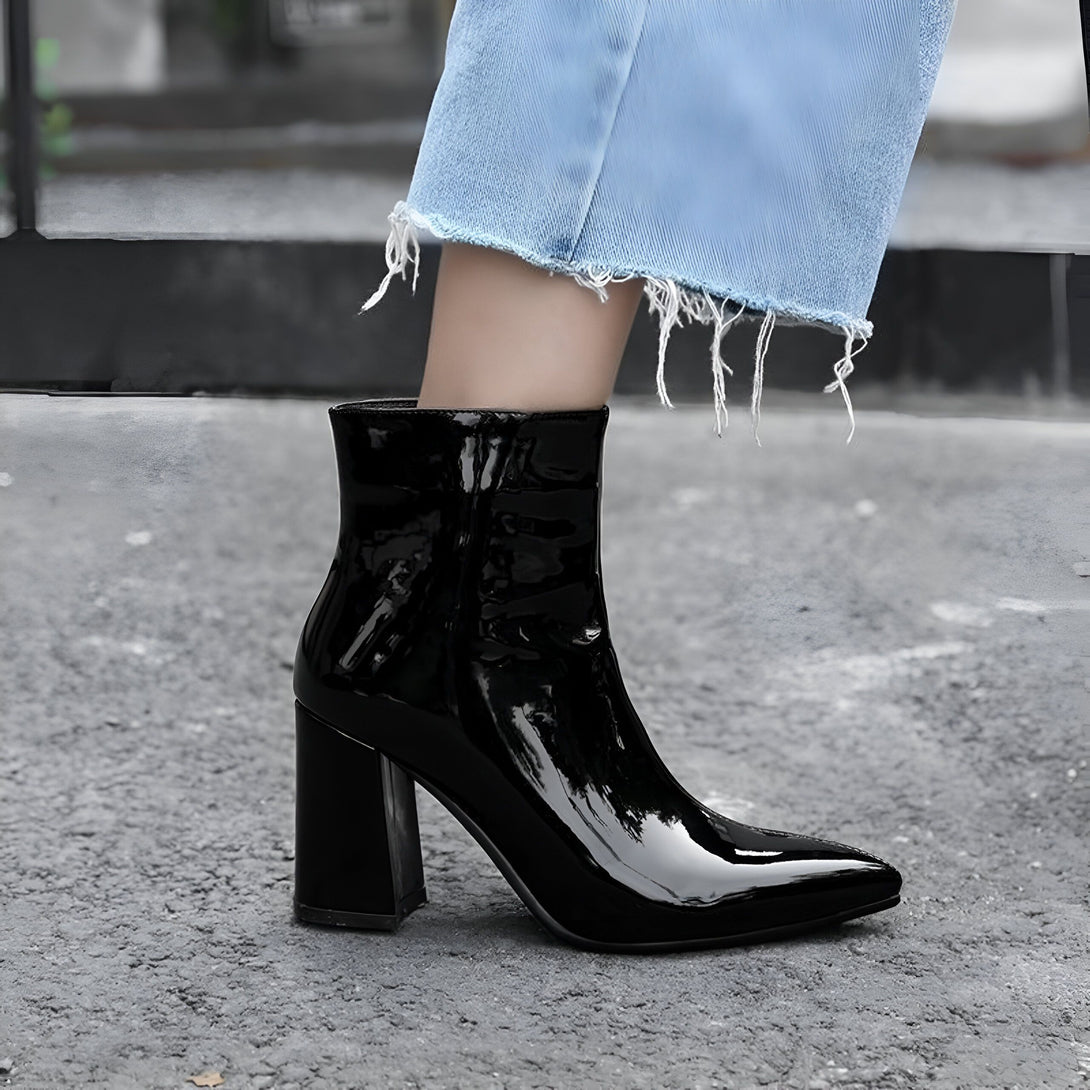 Bottillons Brillants Femme Talon Bloc
