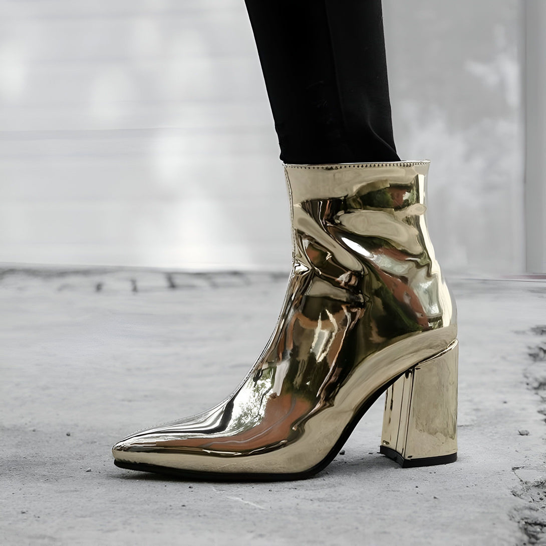 Bottillons Brillants Femme Talon Bloc
