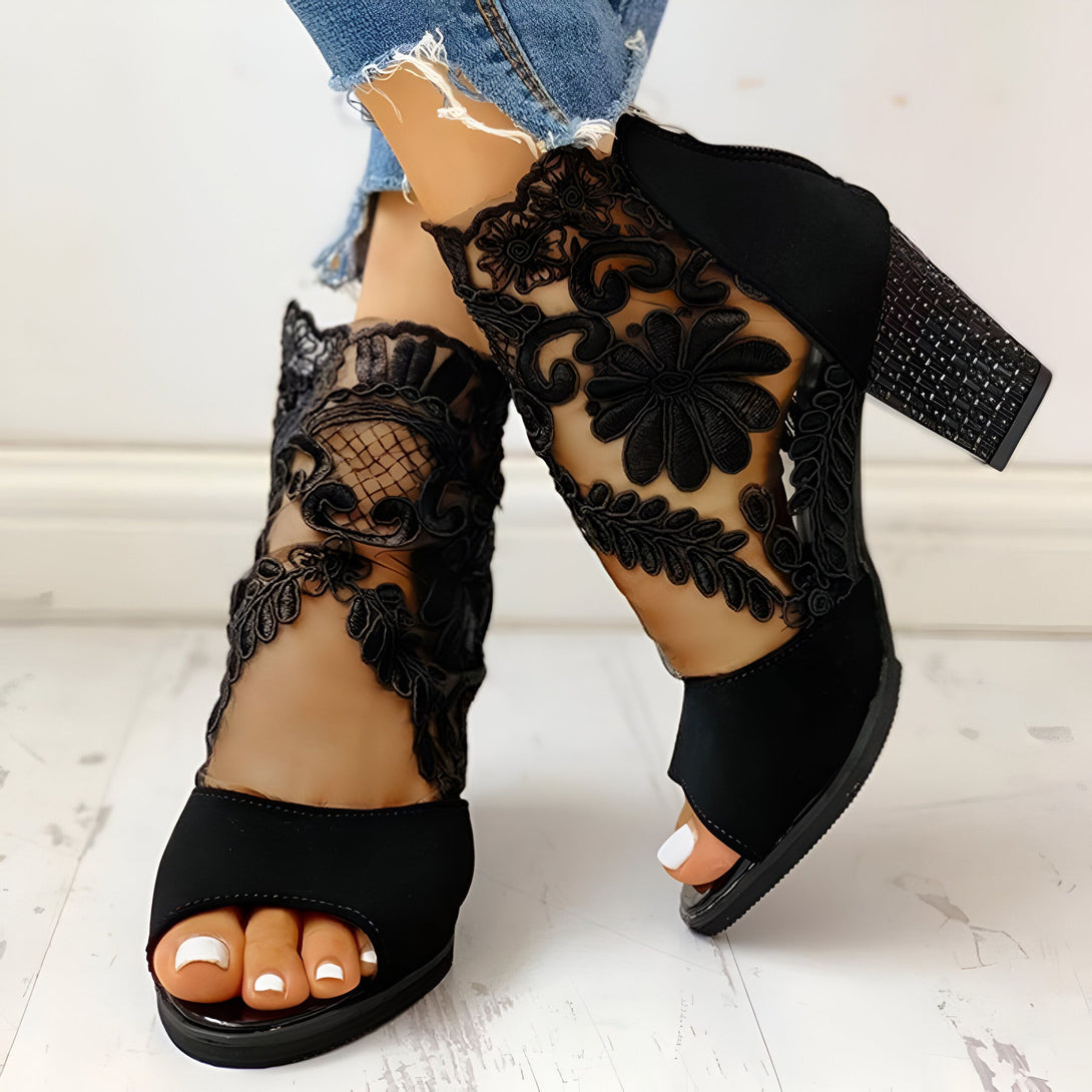 Bottines Talon Femme Dentelle Chic
