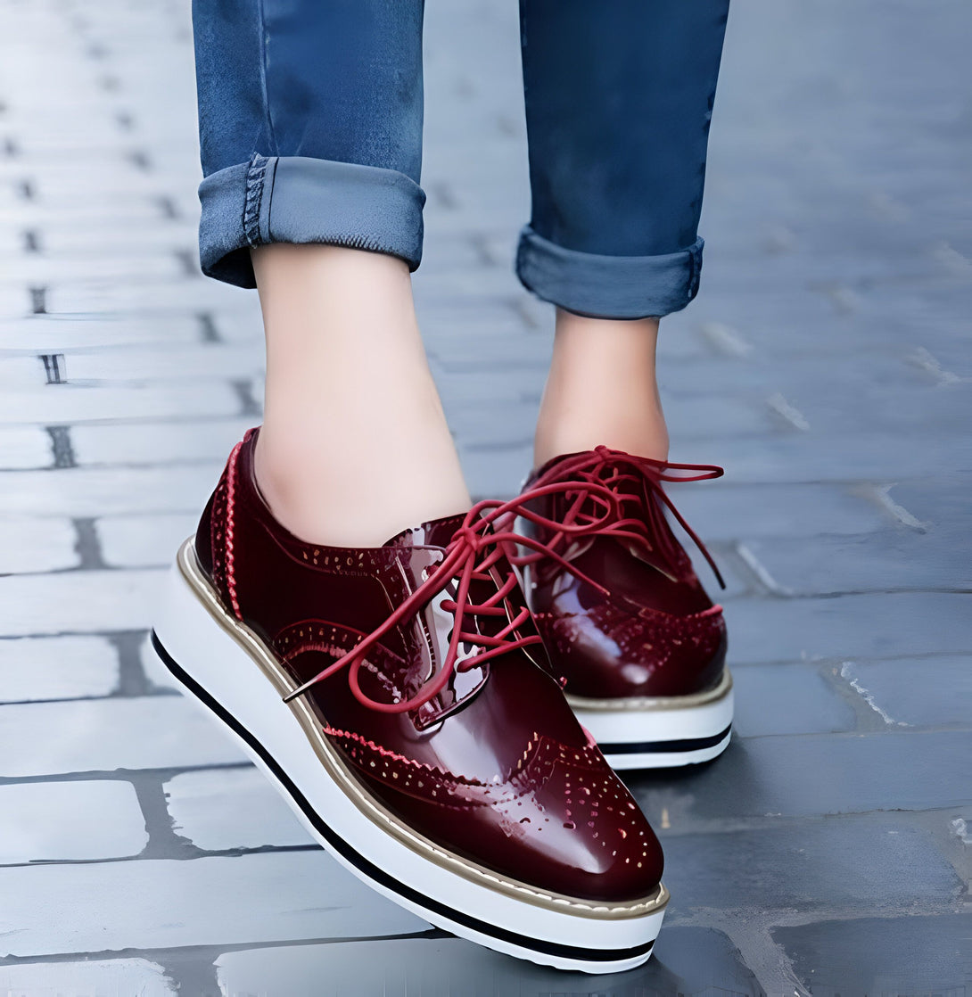 Chaussures Oxford Femme Chic Bordeaux
