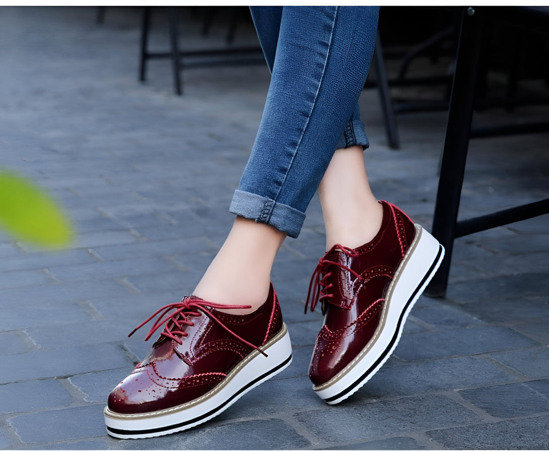Chaussures Oxford Femme Chic Bordeaux
