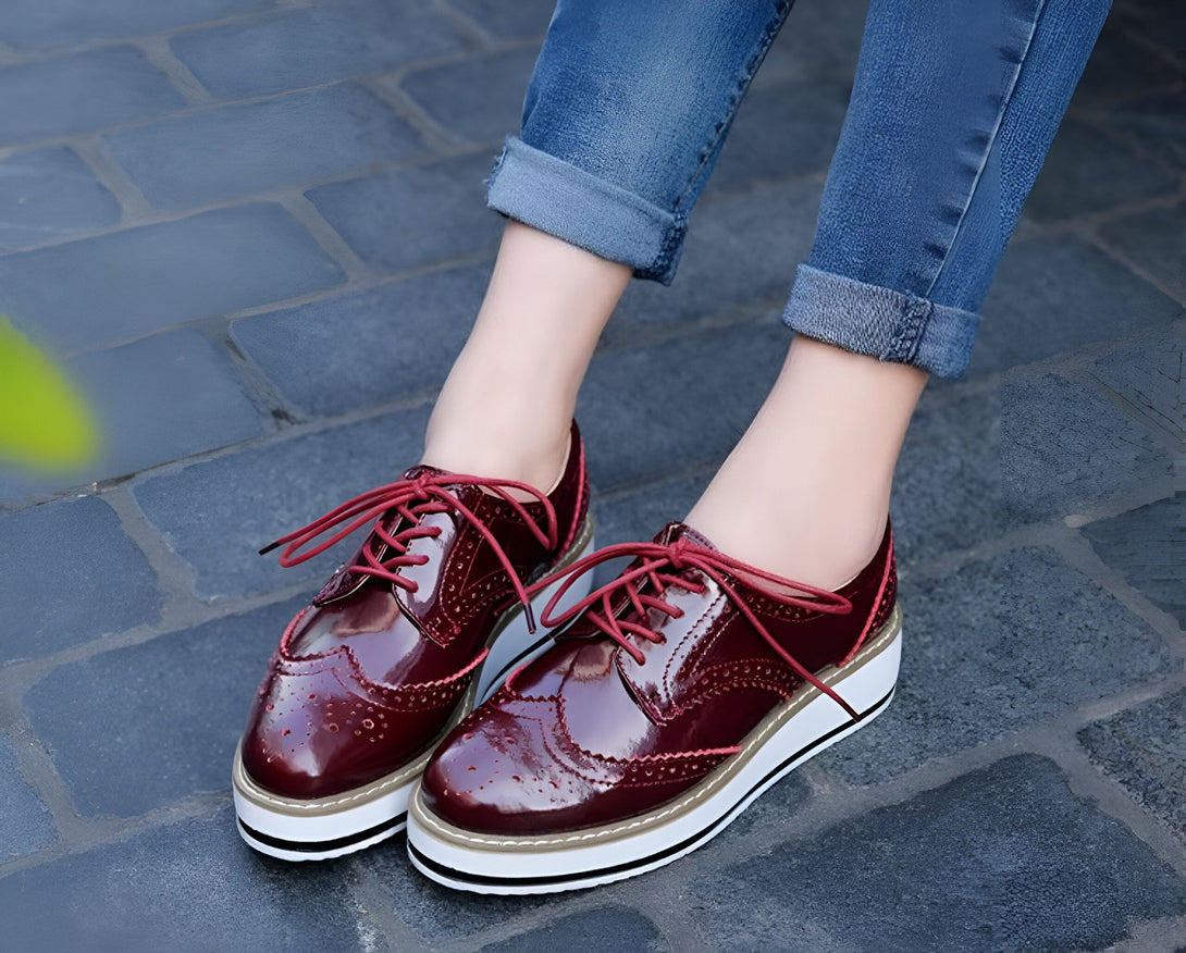 Chaussures Oxford Femme Chic Bordeaux
