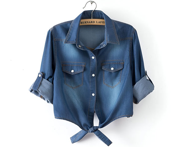 Chemise Denim Femme Nœud Dos
