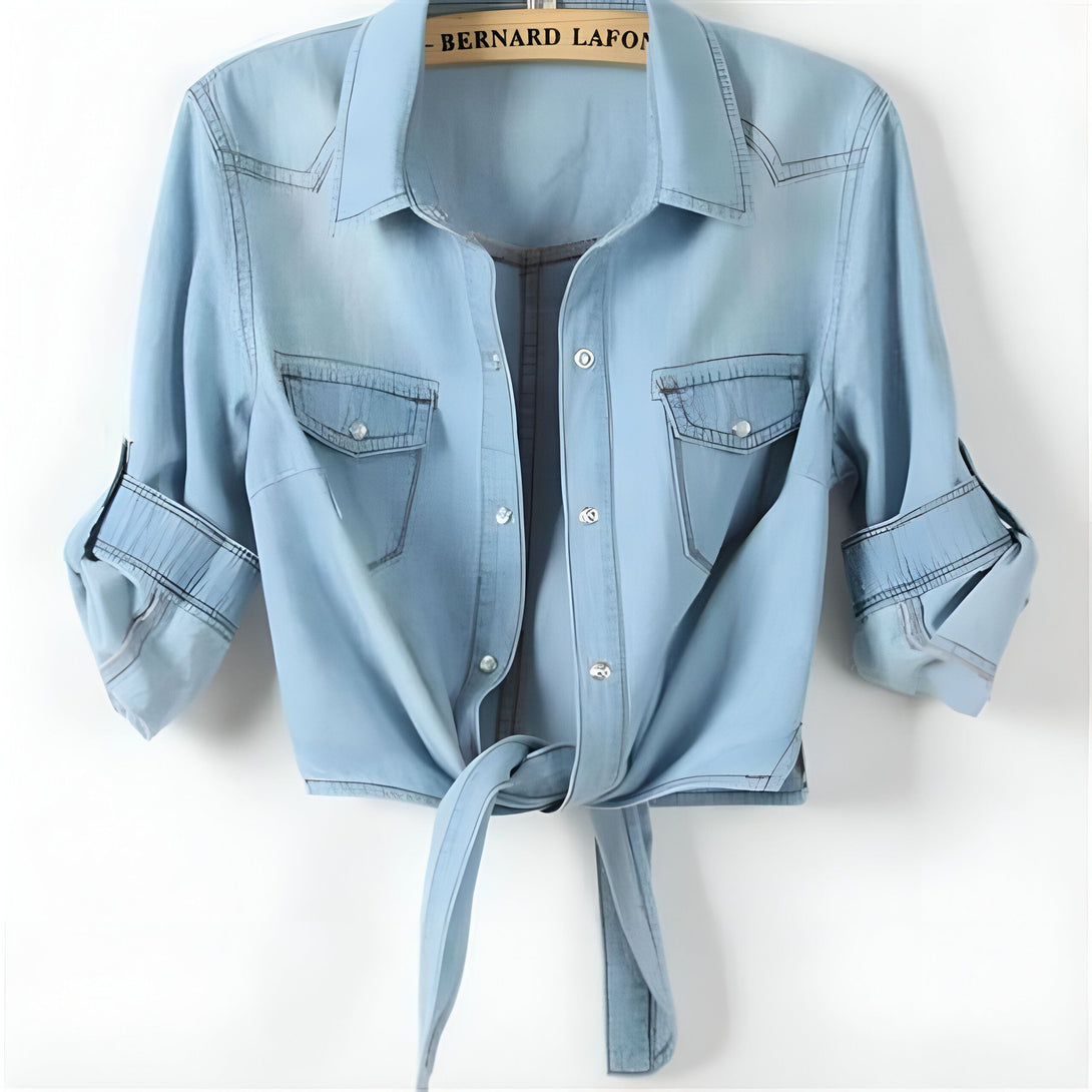 Chemise Denim Femme Nœud Dos

