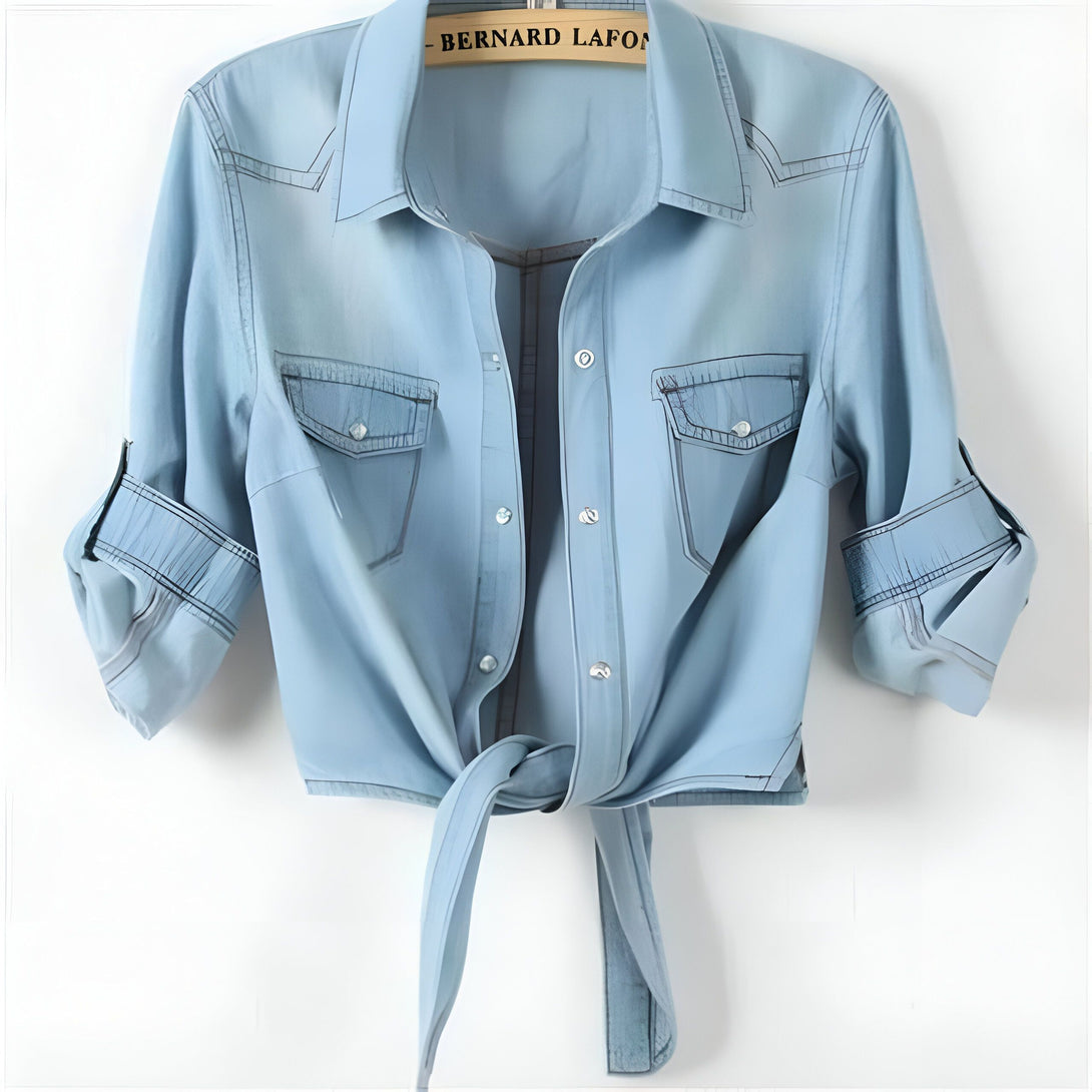 Chemise Denim Femme Nœud Dos
