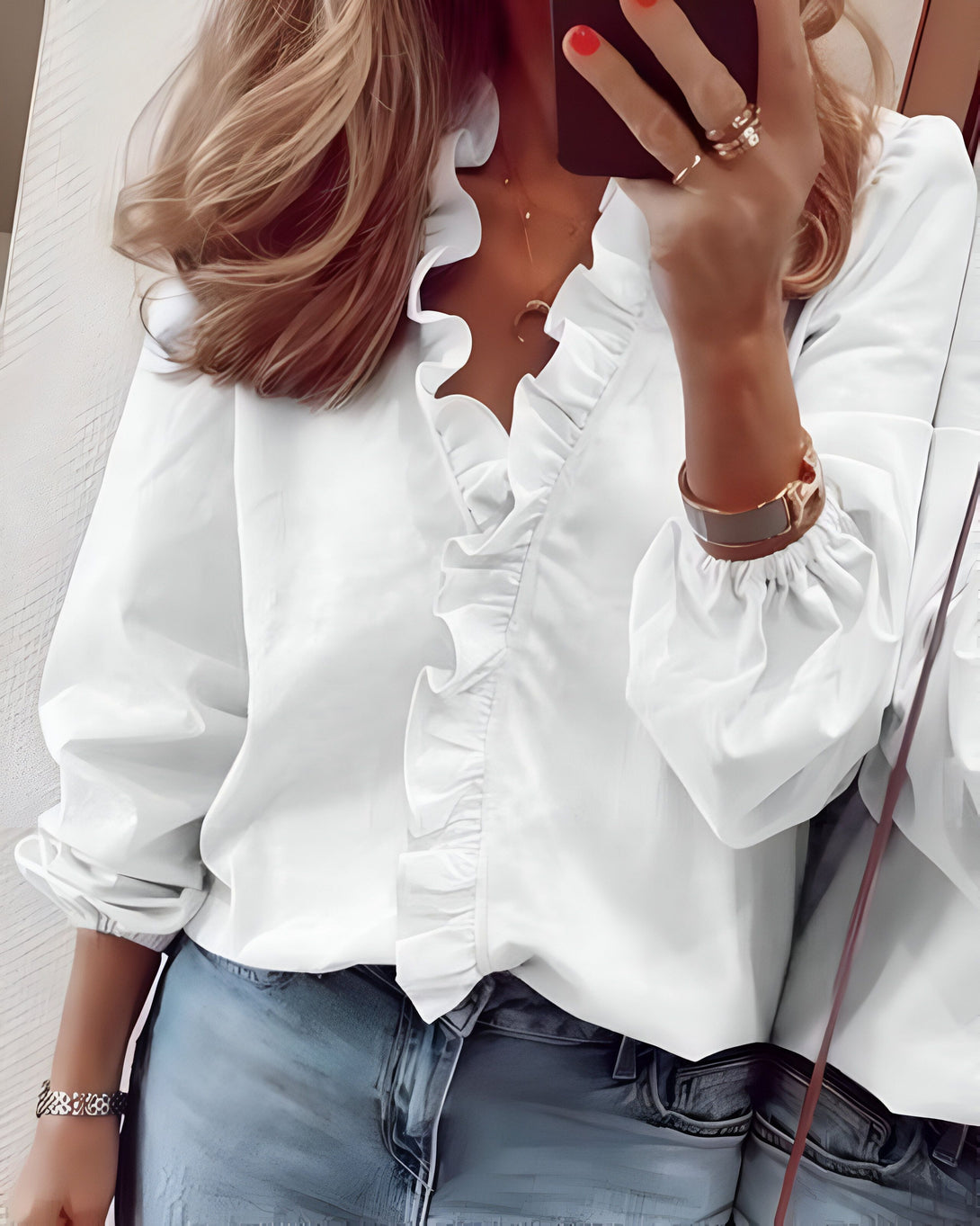 Chemise Femme Col Claudine Manches Longues
