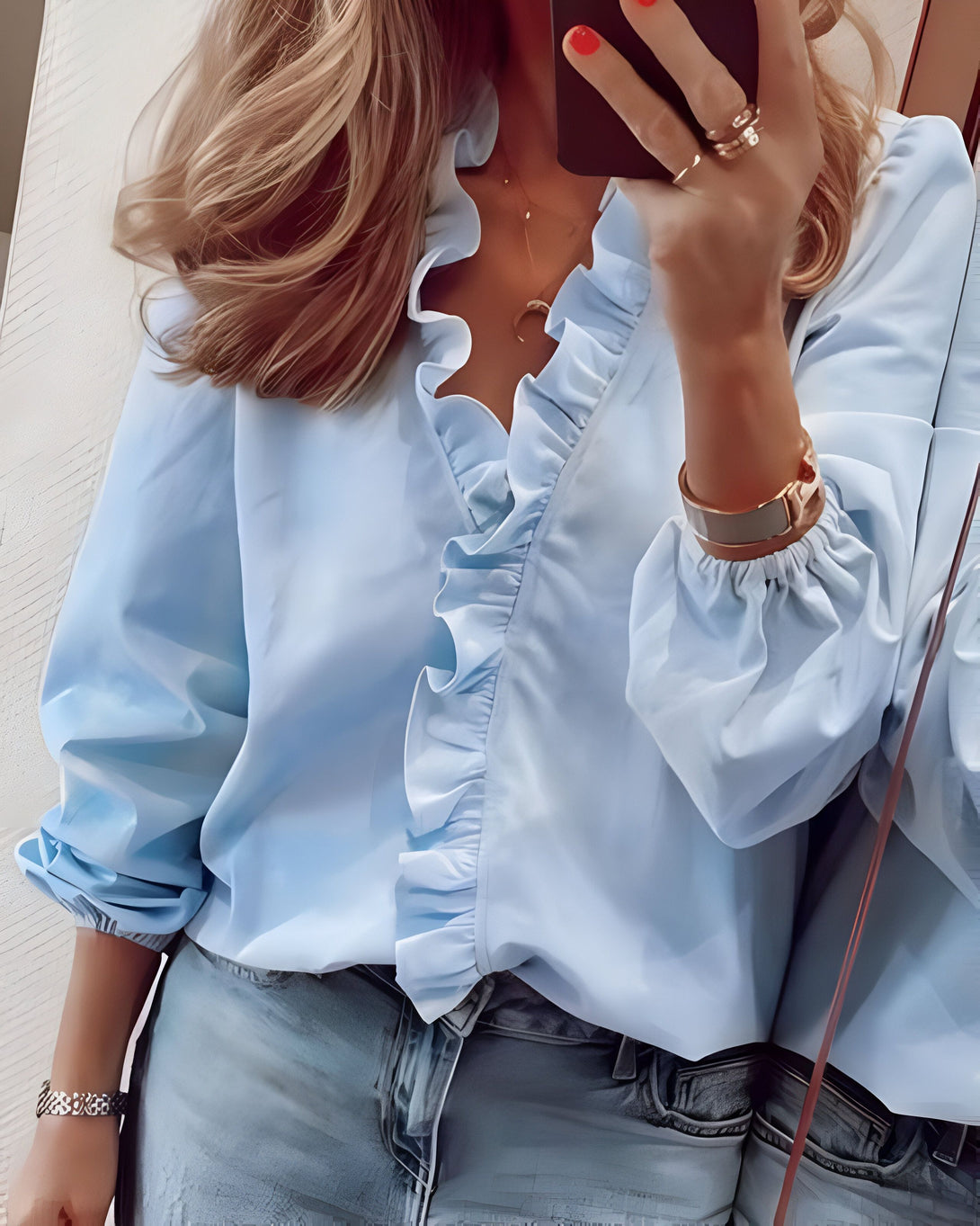 Chemise Femme Col Claudine Manches Longues
