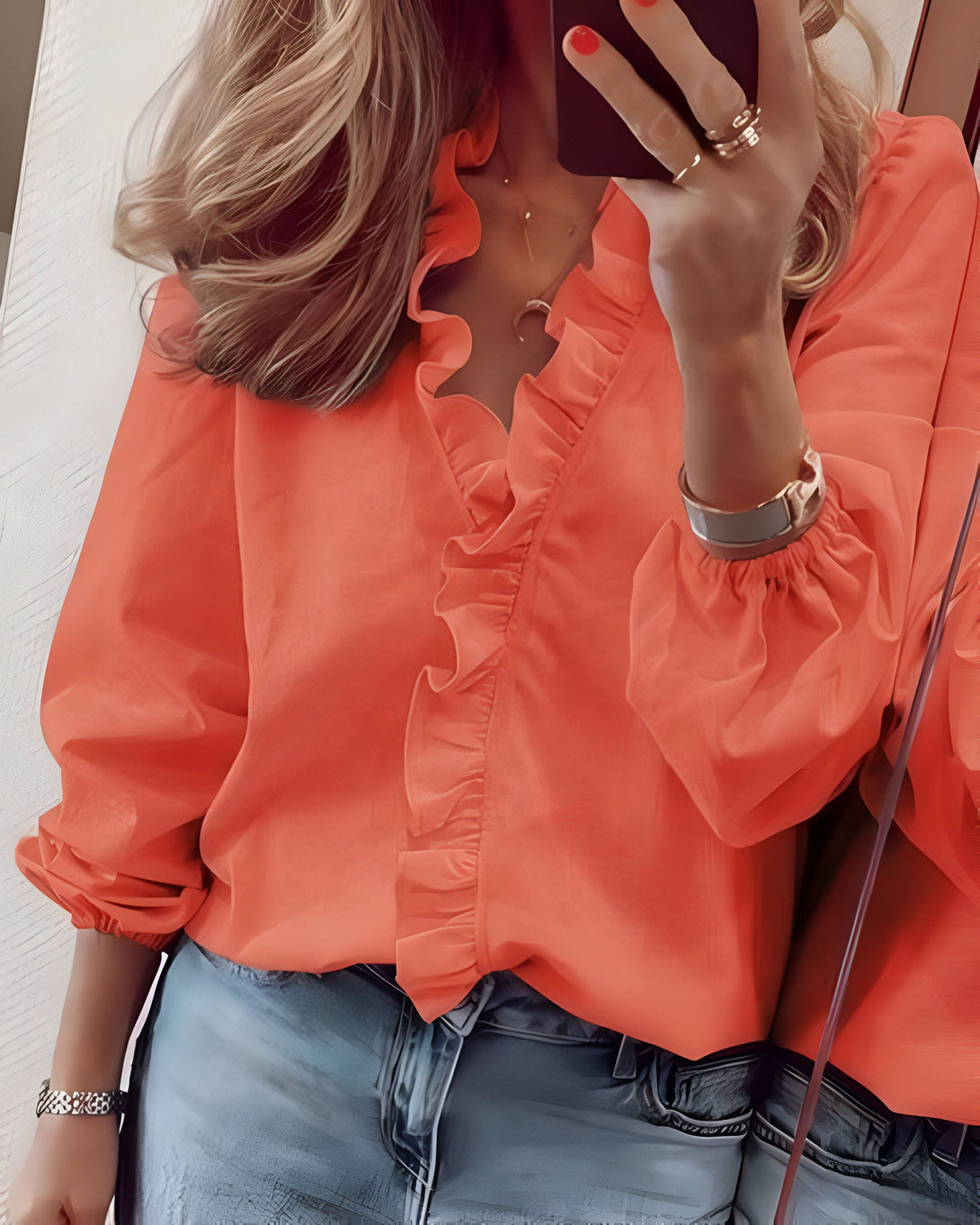 Chemise Femme Col Claudine Manches Longues
