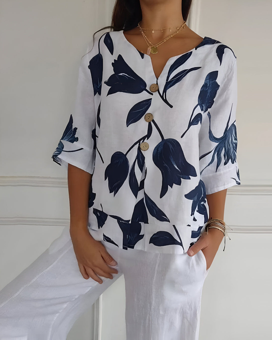 Chemise Femme Été Fleurie Col V

