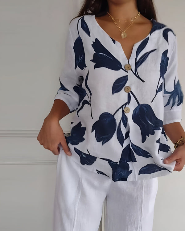 Chemise Femme Été Fleurie Col V
