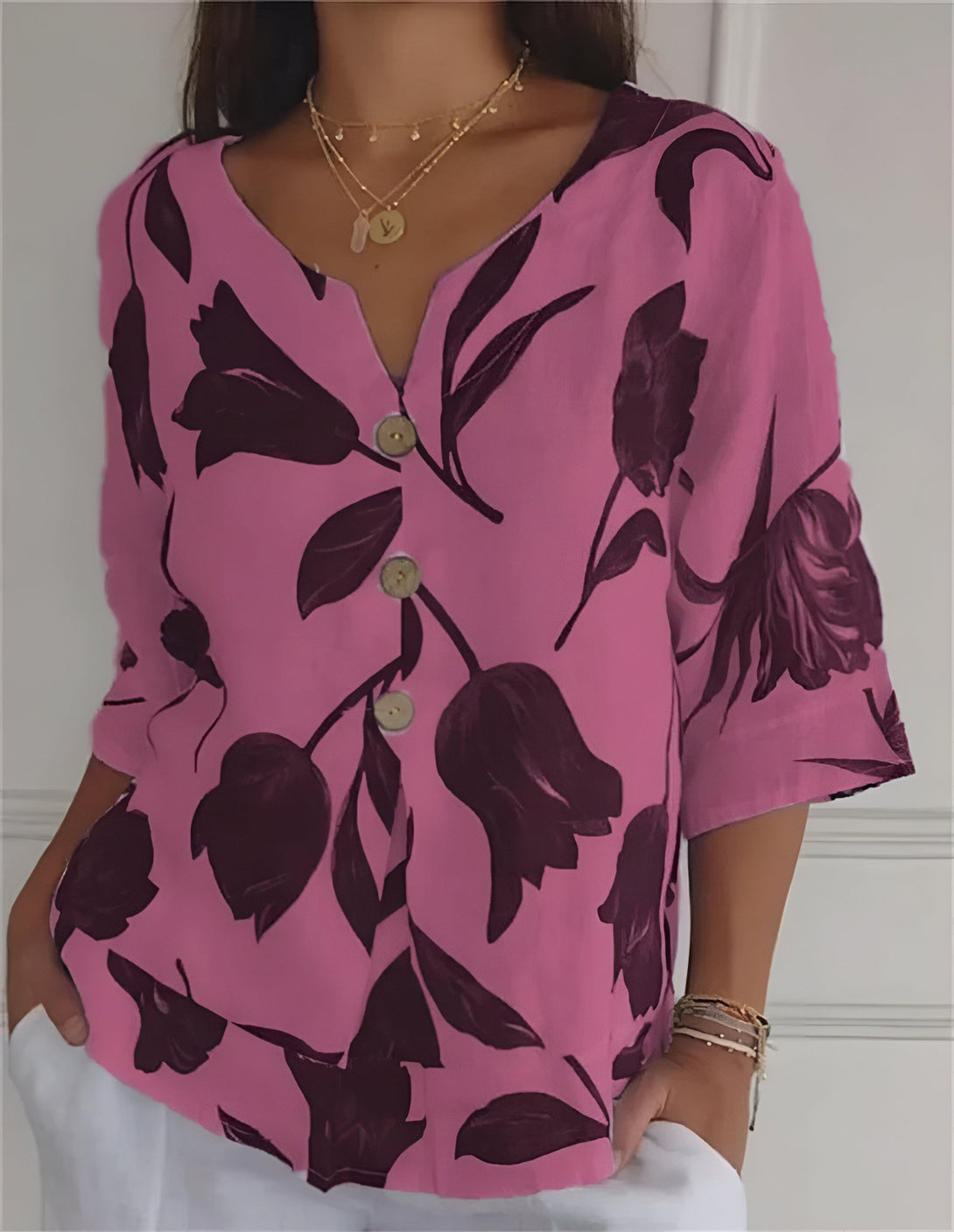 Chemise Femme Été Fleurie Col V
