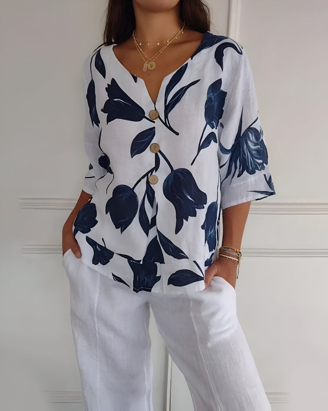 Chemise Femme Été Fleurie Col V
