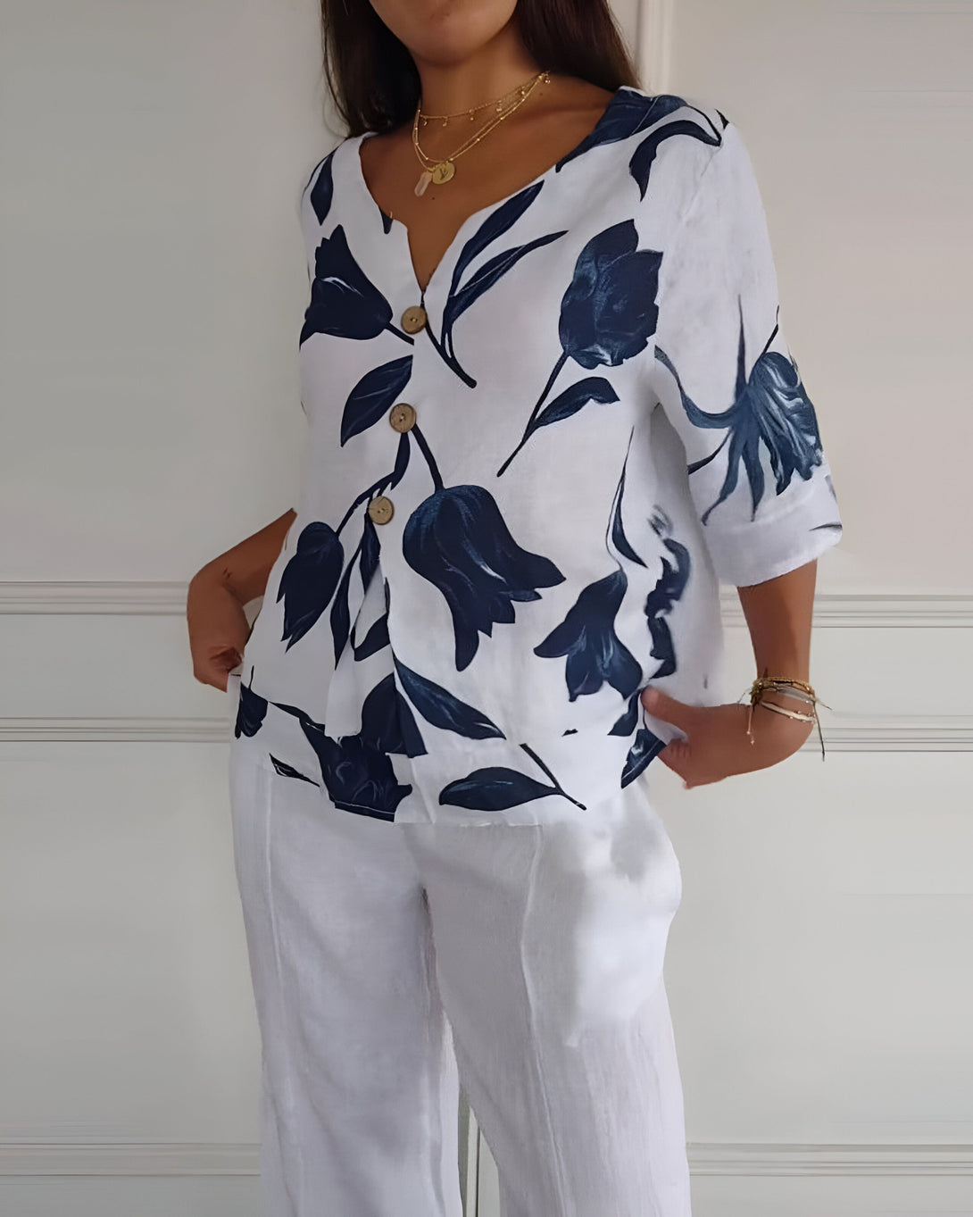 Chemise Femme Été Fleurie Col V
