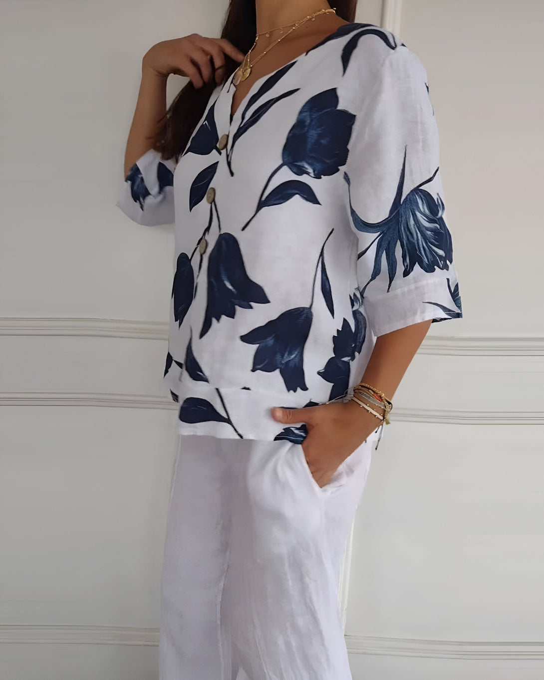 Chemise Femme Été Fleurie Col V
