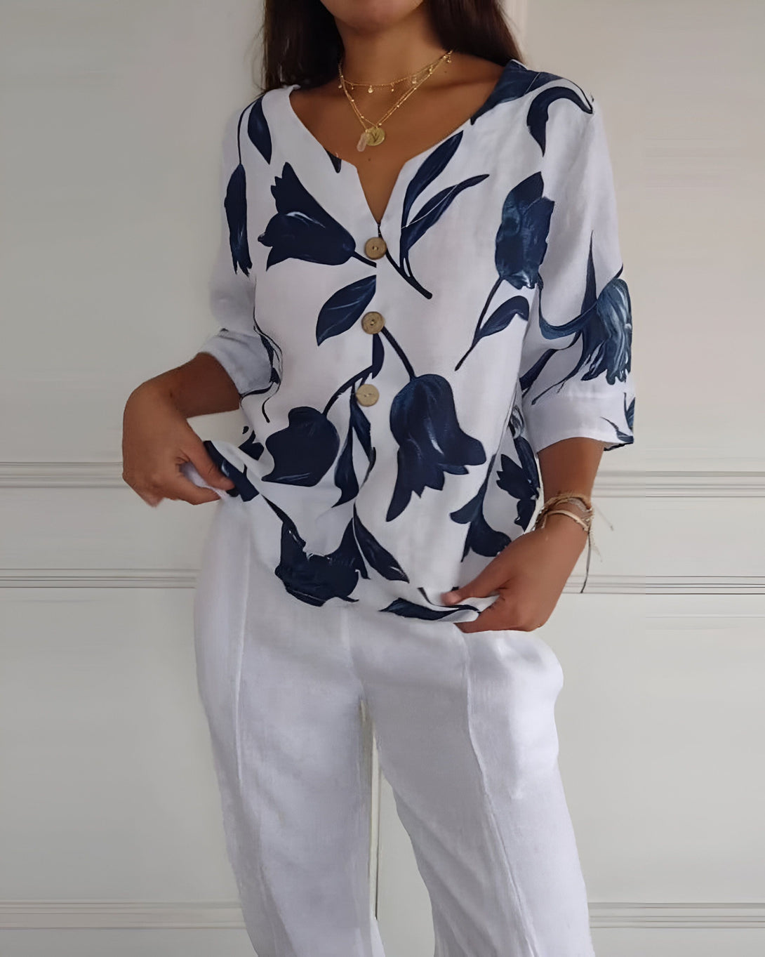 Chemise Femme Été Fleurie Col V
