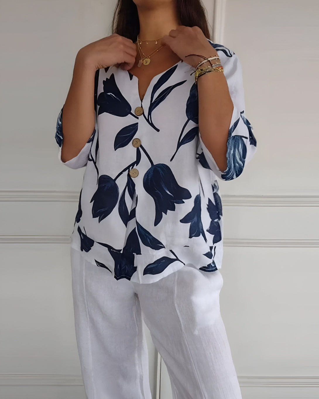 Chemise Femme Été Fleurie Col V
