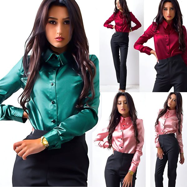 Chemise Femme Satin Manches Longues
