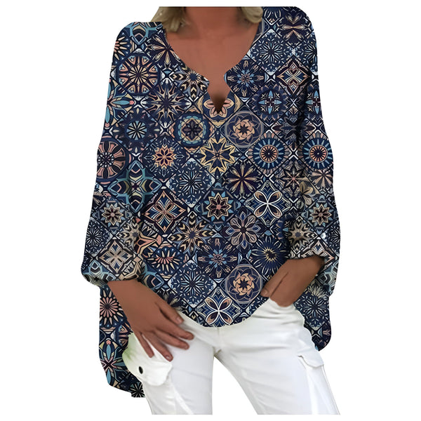 Chemise Lin Femme Manches Chauve-souris Col V
