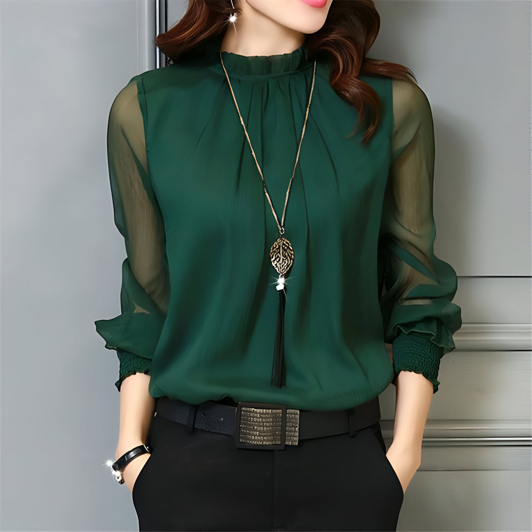 Chemisier élégant manches transparentes femme
