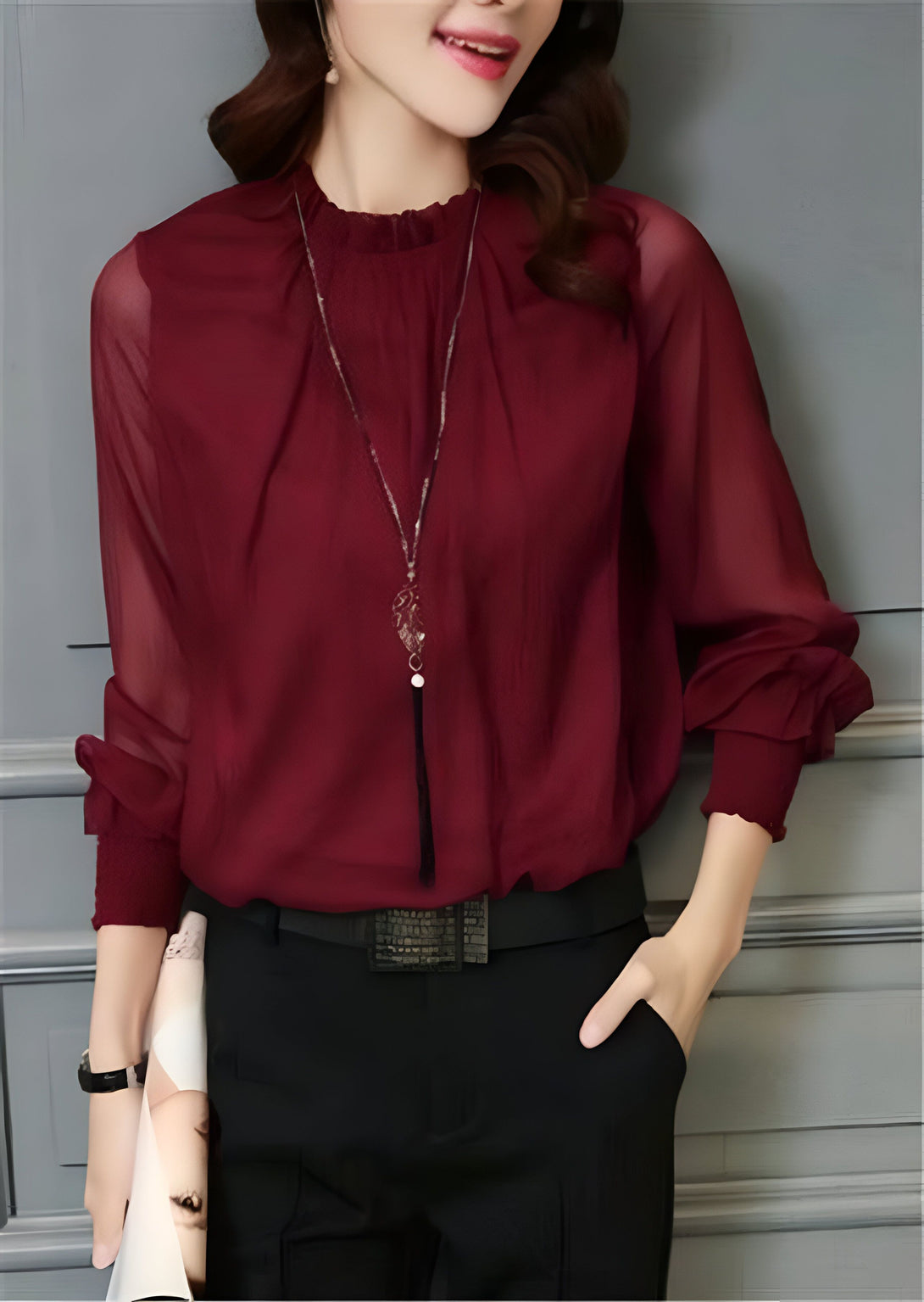 Chemisier élégant manches transparentes femme
