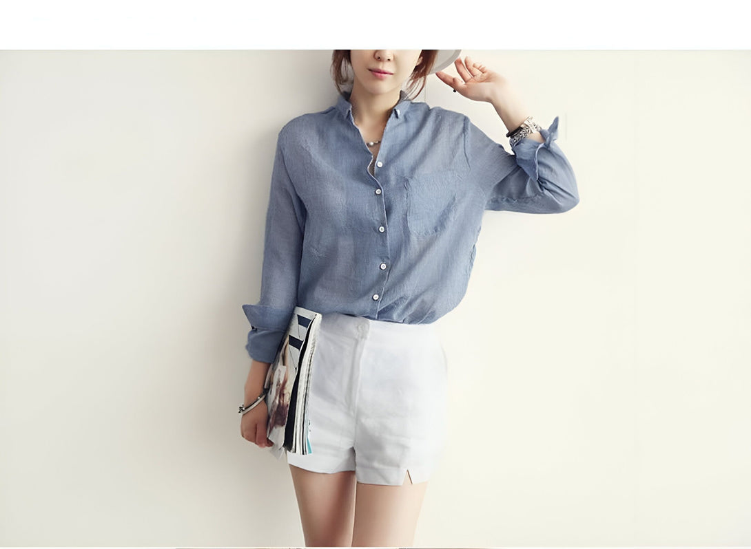 Chemisier Femme Chic Coton Lin
