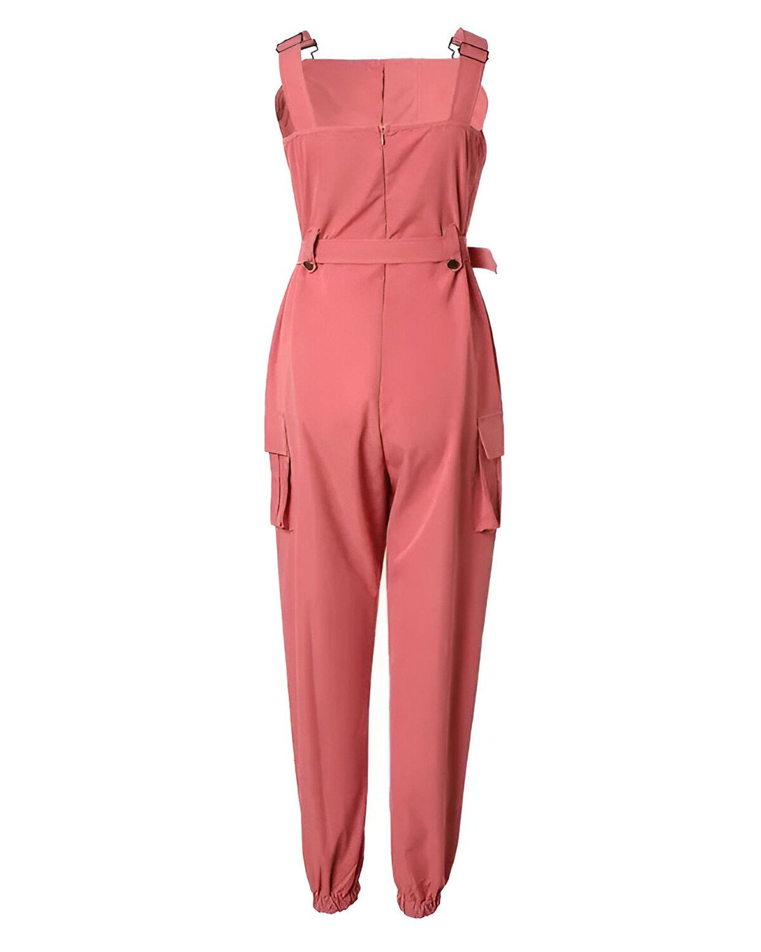 Combinaison pantalon rose avec poches et ceinture