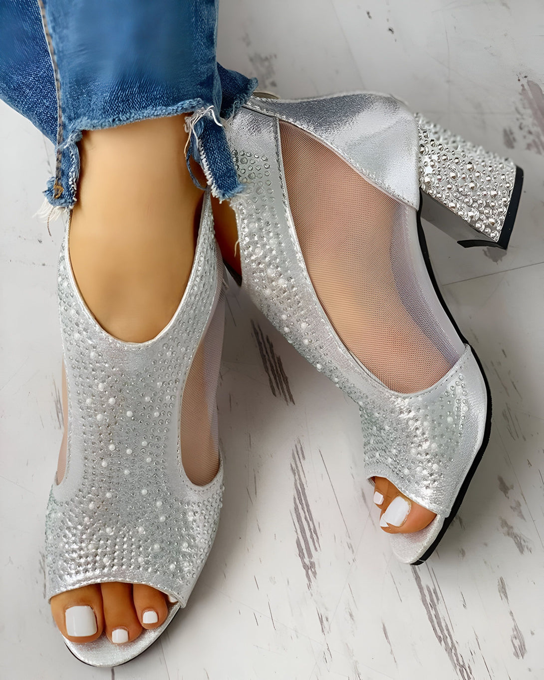 Escarpins Talons Hauts Strass Femme Chic
