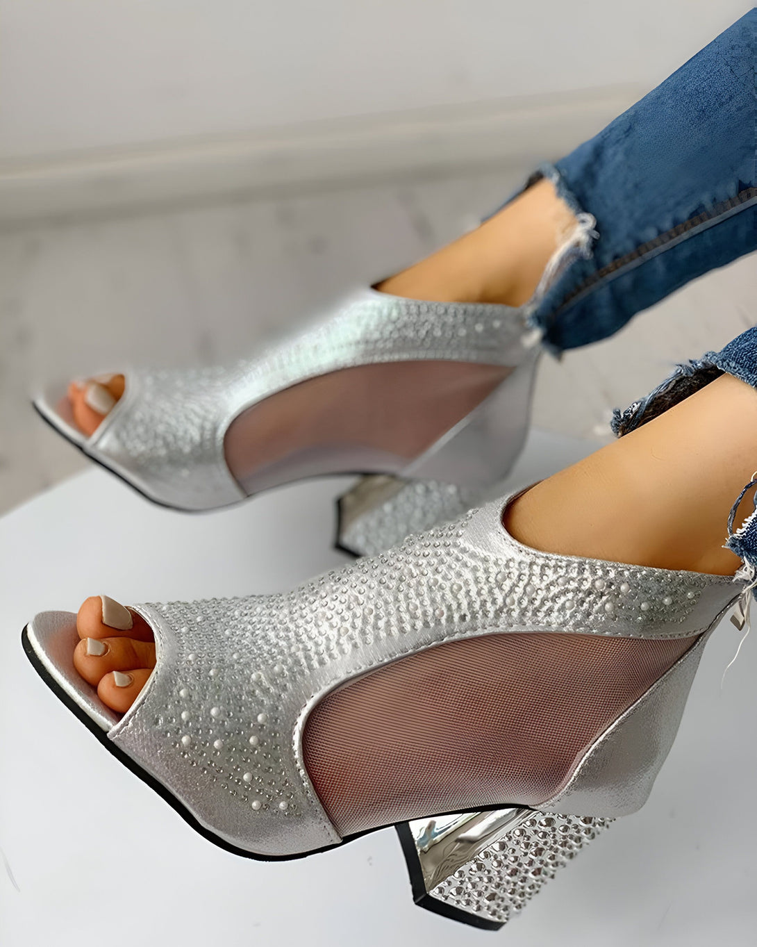 Escarpins Talons Hauts Strass Femme Chic
