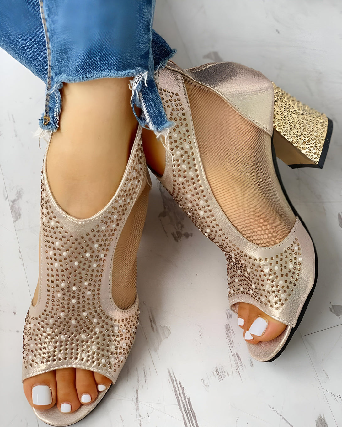 Escarpins Talons Hauts Strass Femme Chic
