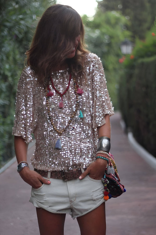 Haut Paillettes Chic Femme
