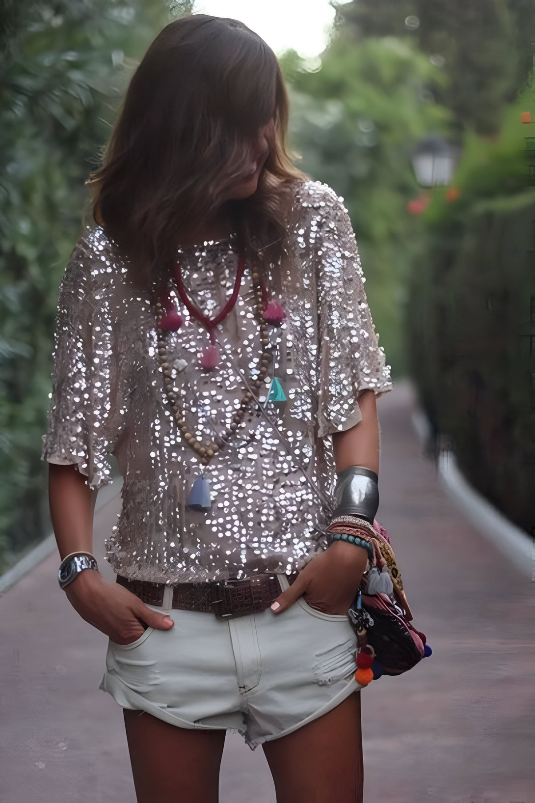 Haut Paillettes Chic Femme
