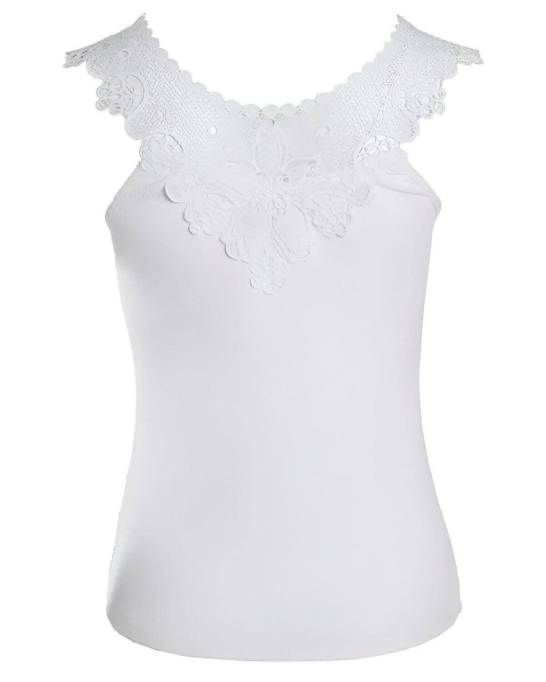 Chemisier blanc avec un col en dentelle.