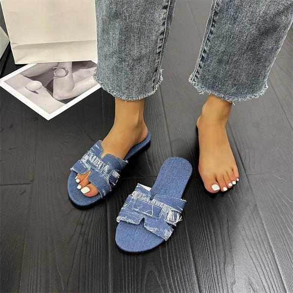 Chaussons d'été en denim évidés