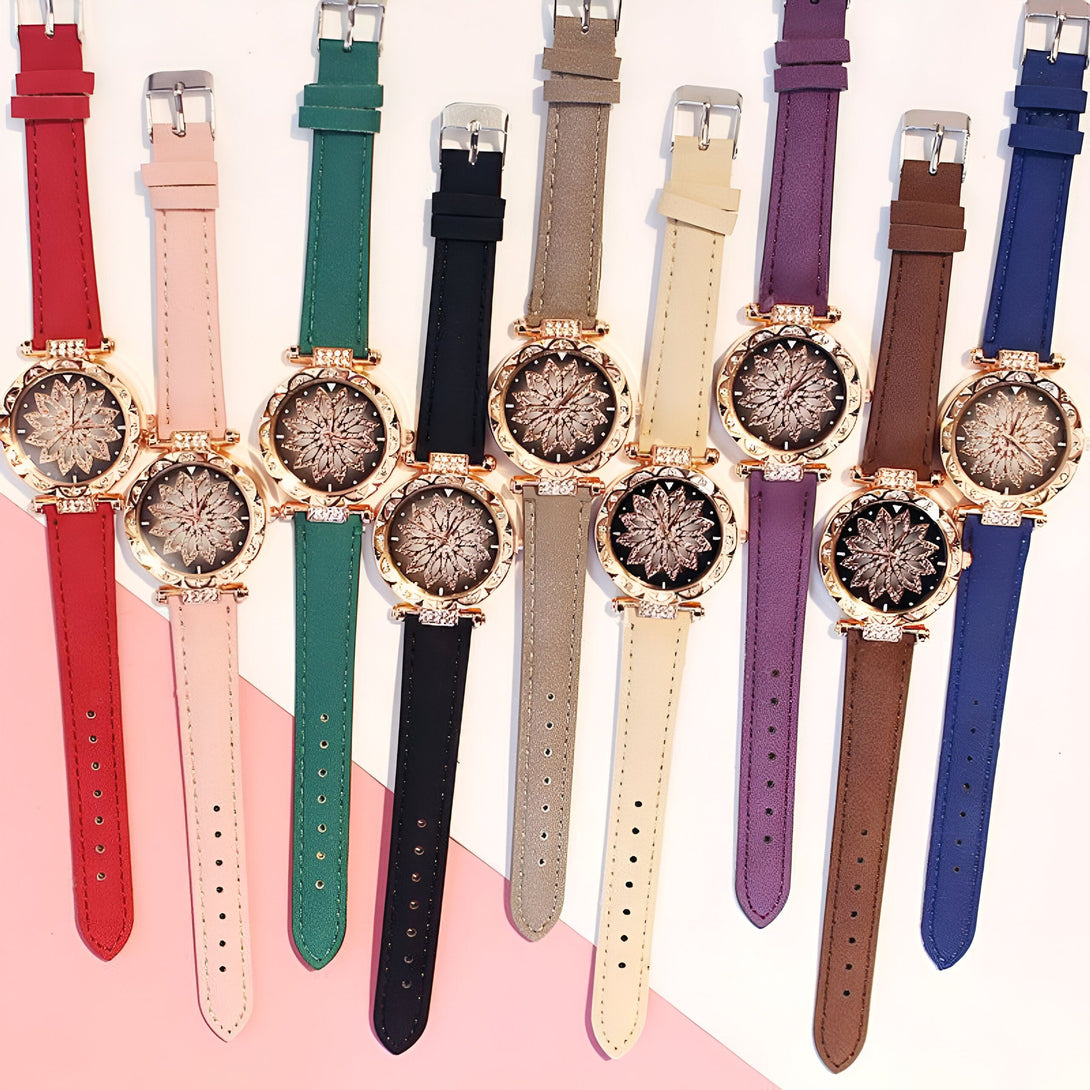 Montre Femme Or Rose & Bracelet Strass
