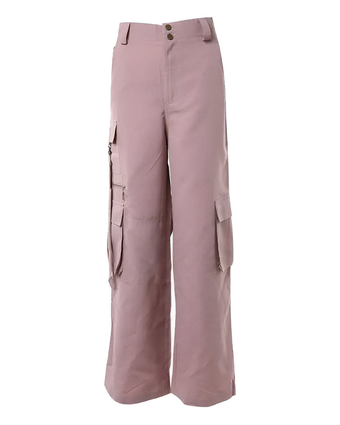 Une image d'un pantalon cargo rose avec des poches sur les côtés.