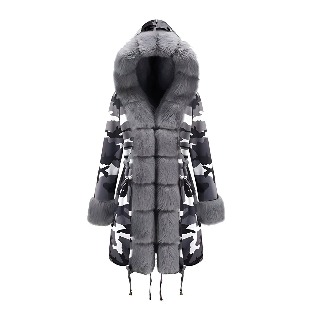 Parka Femme Fourrure Capuche Camo
