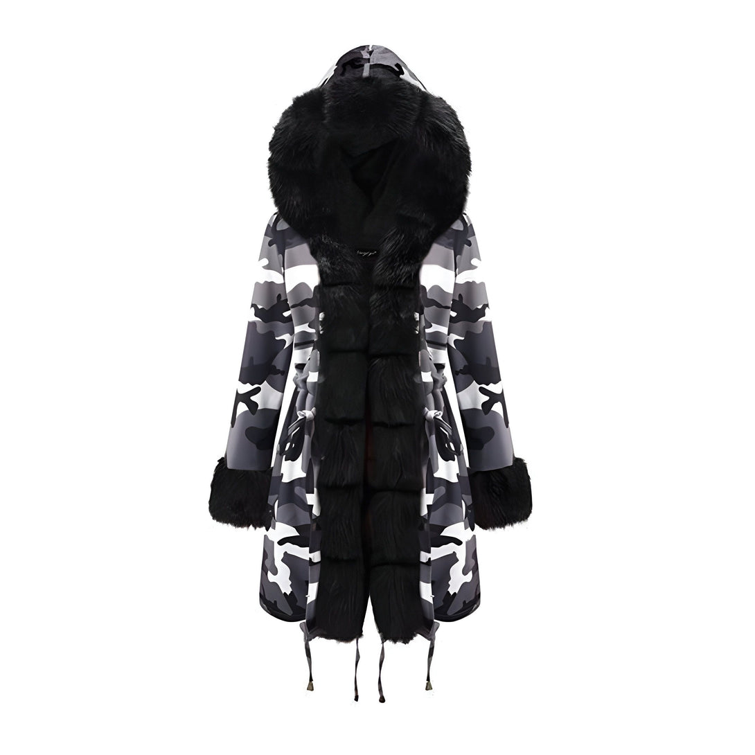 Parka Femme Fourrure Capuche Camo
