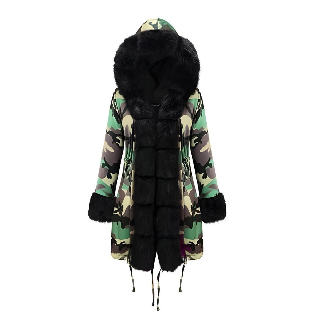 Parka Femme Fourrure Capuche Camo
