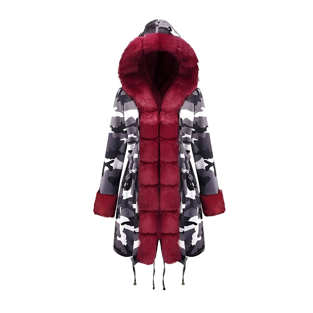 Parka Femme Fourrure Capuche Camo
