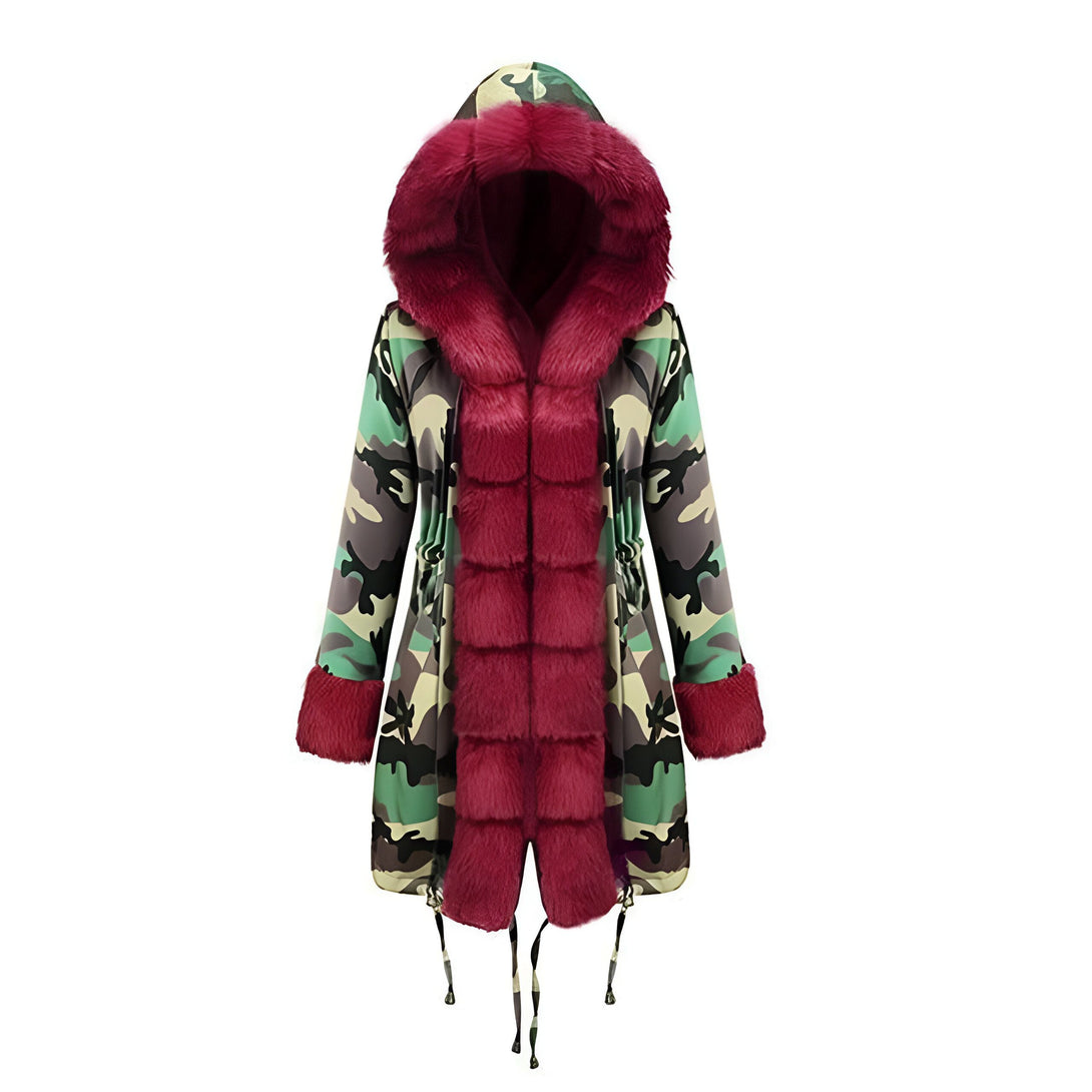 Parka Femme Fourrure Capuche Camo
