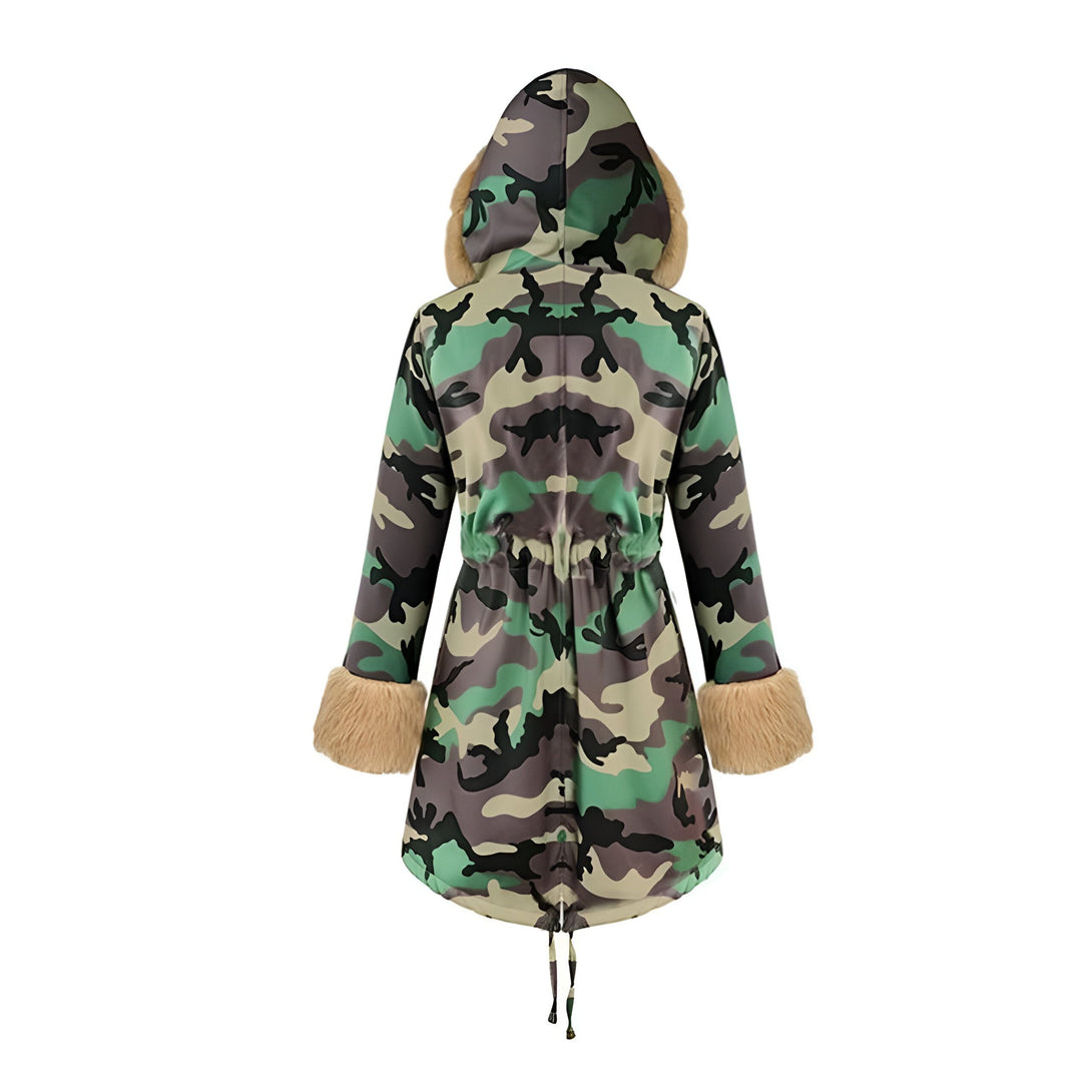 Parka Femme Fourrure Capuche Camo

