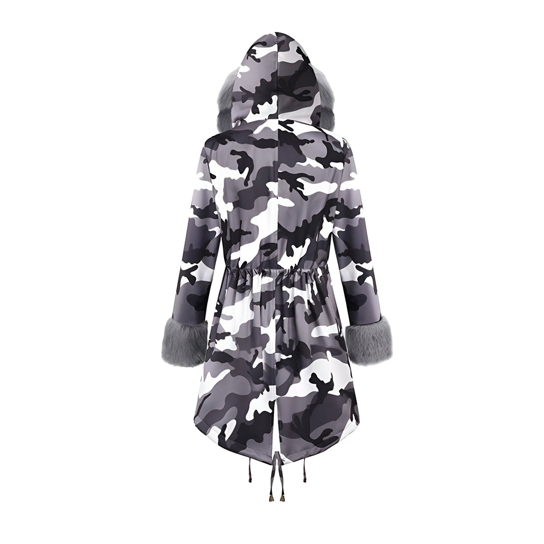 Parka Femme Fourrure Capuche Camo
