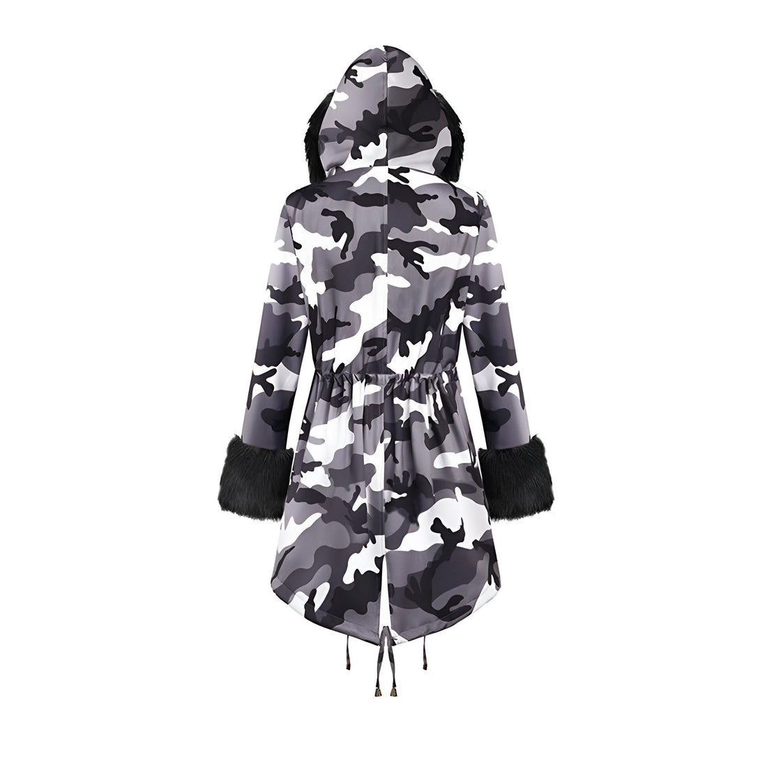 Parka Femme Fourrure Capuche Camo
