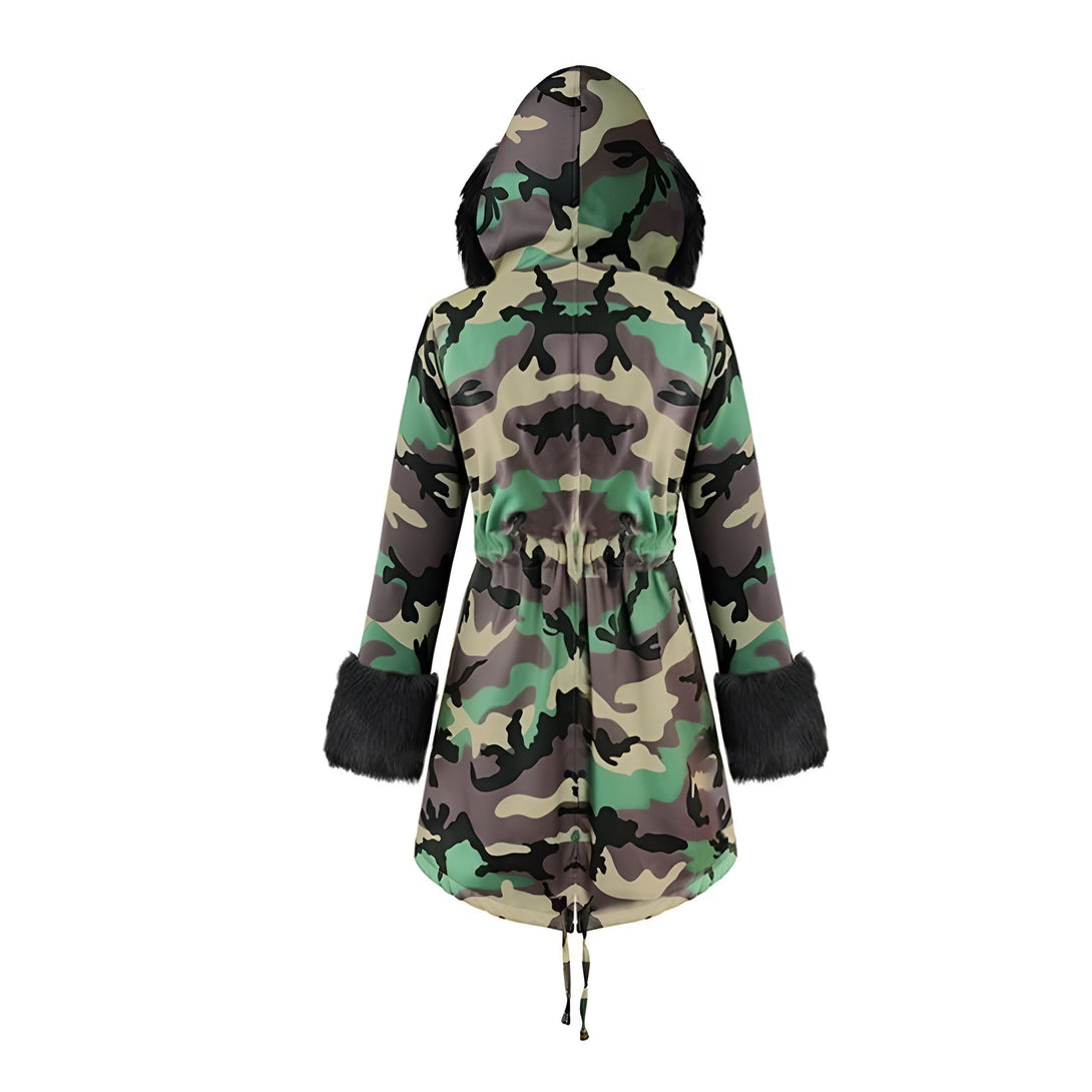 Parka Femme Fourrure Capuche Camo
